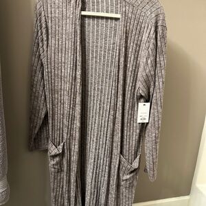 Gray Ribbed Cardigan